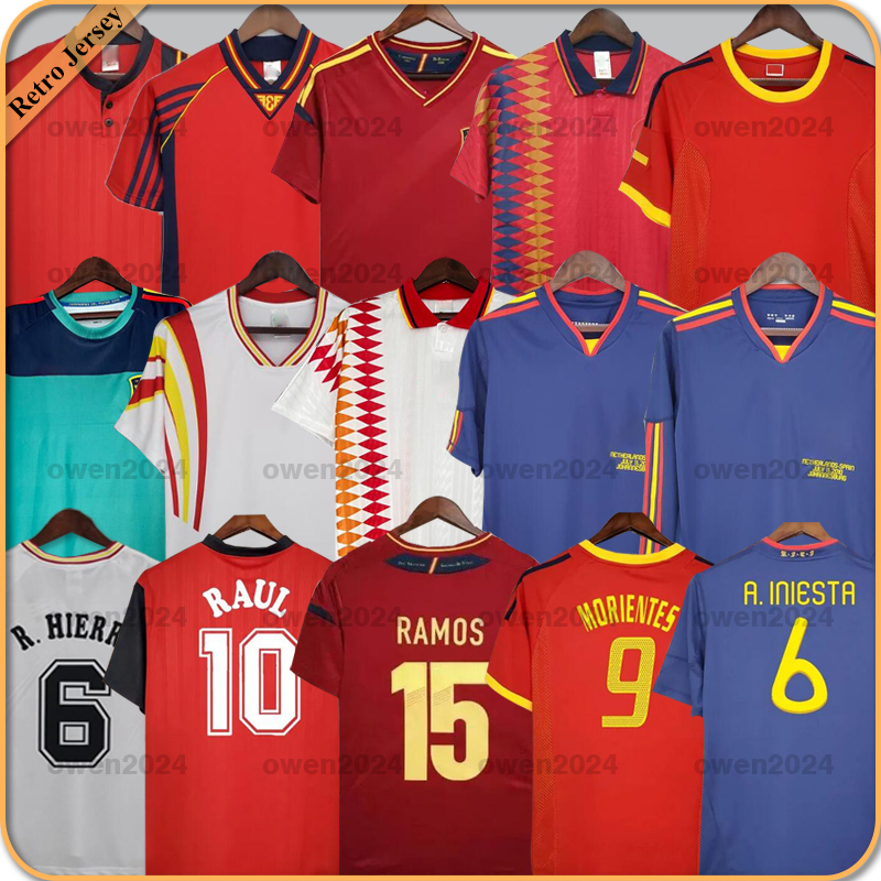 Spain retro jersey final 1998 1996 1994 RAUL XAVI Hierro LUIS ENSRIQUE ALONSO Caminero Iniesta PUYOL PIQUE David Villa TORRES 2008 2012 2002 Guerrero Guardiola RAMOS