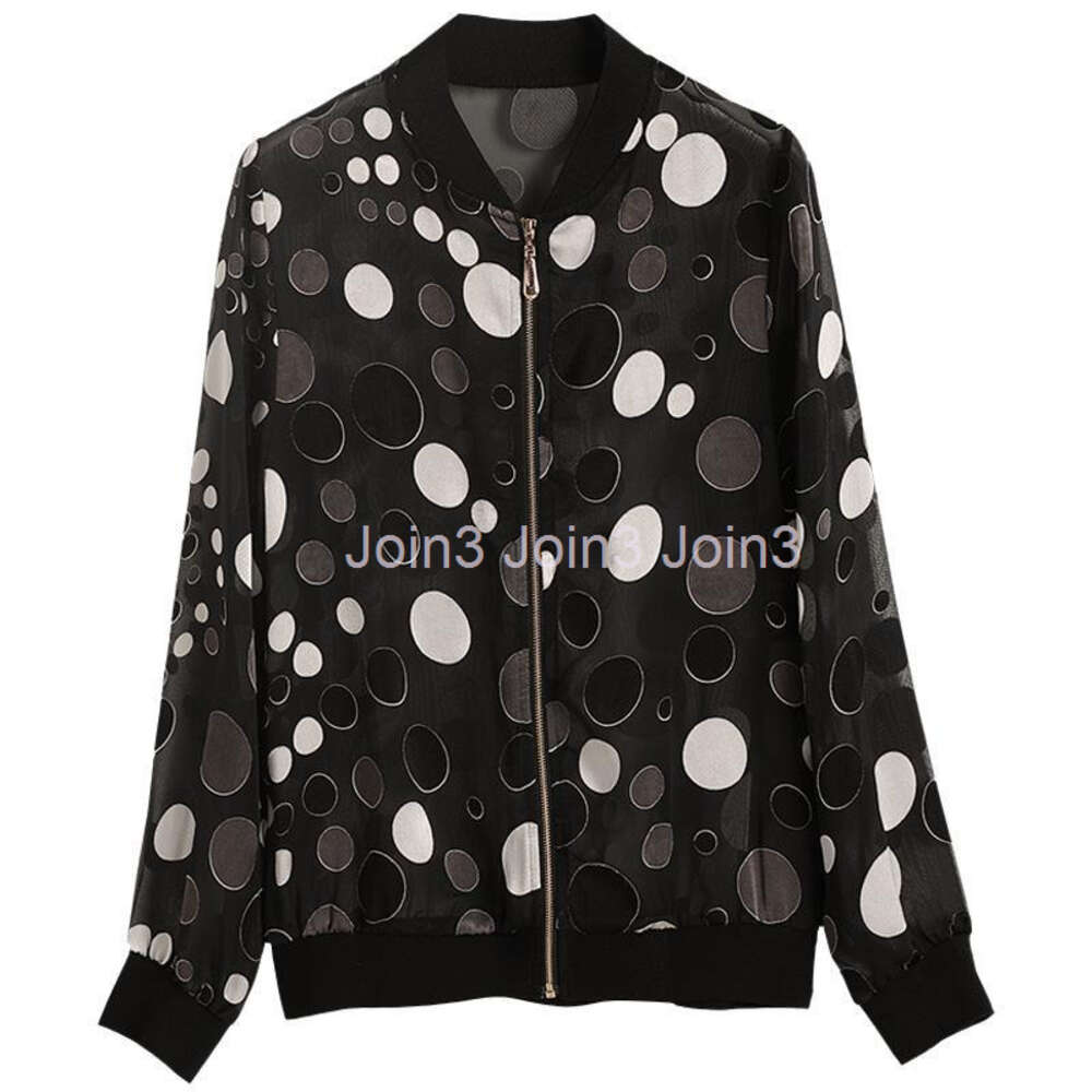 Summer Fashion design womens sunscreen thin chiffon print dotted floral pattern long sleeve baseball jacket coat short casacos MLXLXXL3XL4XL5XL