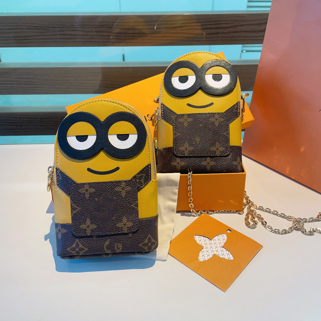 Designer V Coin Purse Mini Minion Chain Crossbody Women Mobile Phone Bag Simple Convenient Fashionable and Elegant