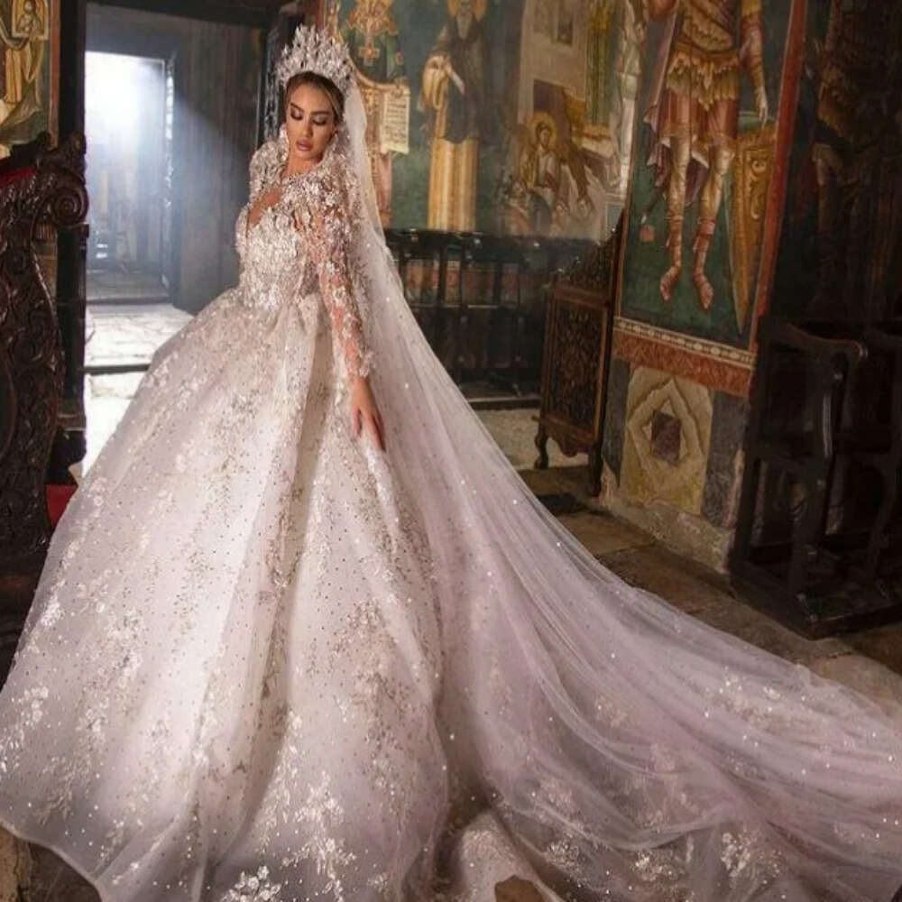 Sexy Floor-length Wedding Dress Classic Deep V-neck Ball Gown Bride Dresses Graceful Bridal Vestido De Novia