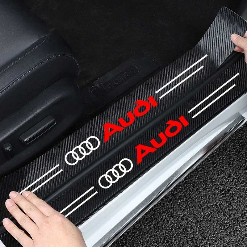 Car Stickers Car Styling Threshold Strip Carbon Fiber Sticker Door Sill Protector Accessories For Audi A3 A4 B8 8P A6 C7 A5 Q5 B7 B6 A7 Q3 T240513