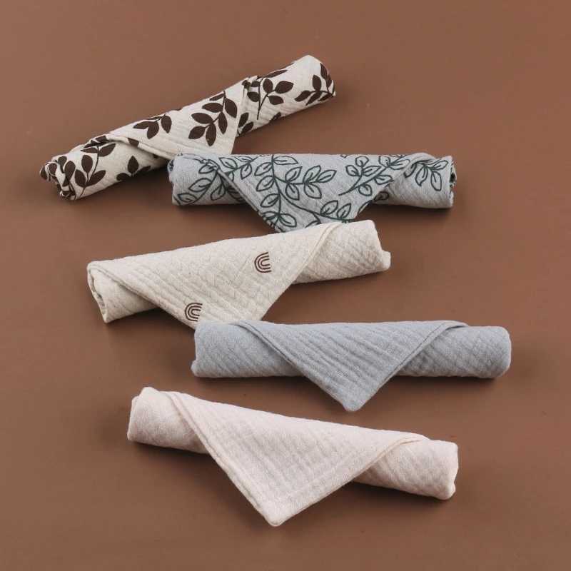 Bibs Burp Cloths 5 Pcs Cotton Baby Muslin Towel Square Infants Saliva Towel Newborn Burp Cloths for Baby Face Washcloth Handkerchief Baby BibsL4812