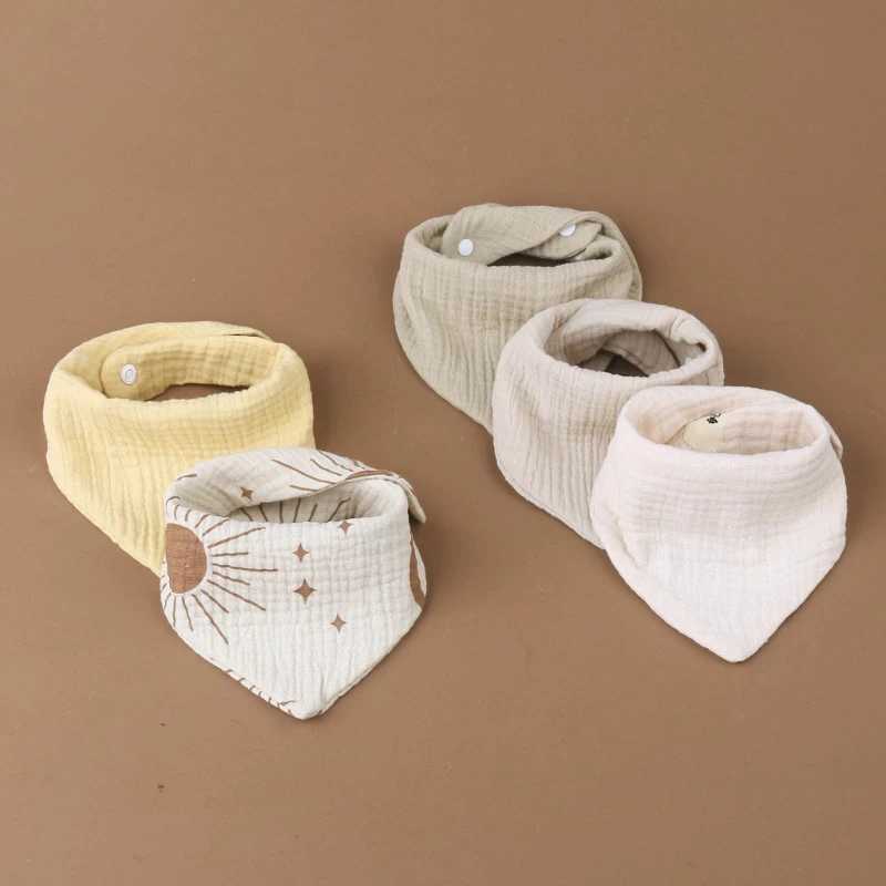 Bibs Burp Cloths 4pcs Cotton Baby Drool Bibs Solid/Print Scarf Comfortable Drooling Teething Burp Cloth Breathable Saliva Towel DropshippingL4812