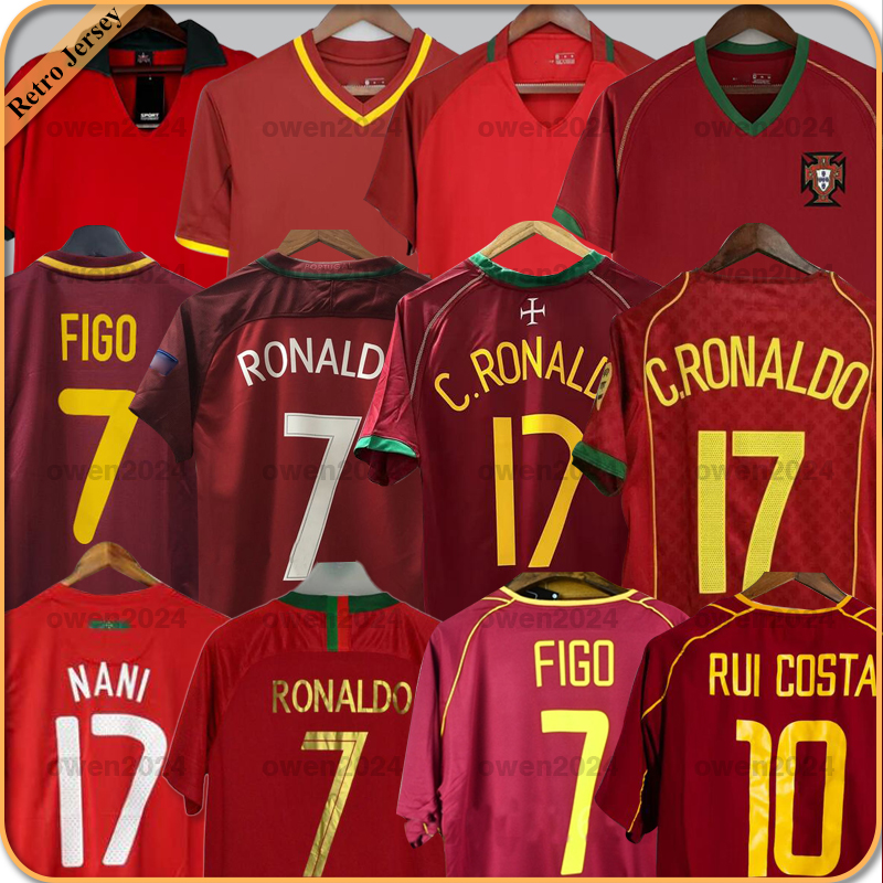RONALDO Retro Soccer Jerseys 1998 1999 2010 2012 2002 2004 RUI COSTA FIGO NANI Classic Football Shirts Camisetas de futbol Portugal Vintage