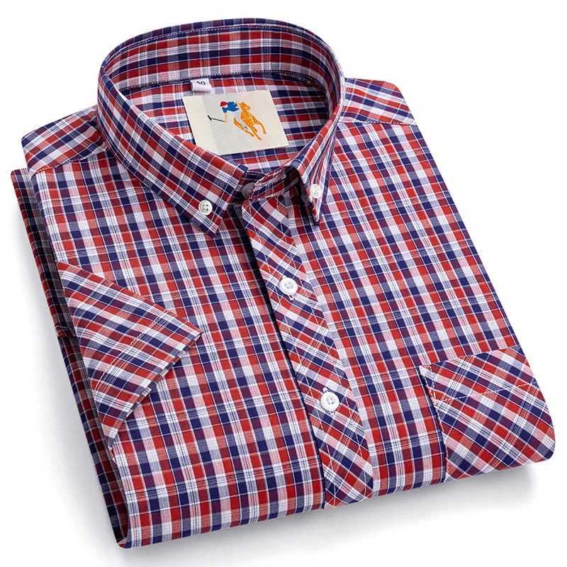 Men's Dress Shirts Short Slve Shirts For Men New Summer Cotton Plaid Multi Model Plus Size M-8XL Top Dress Shirts Casual Clothing Preppy Daily Y2