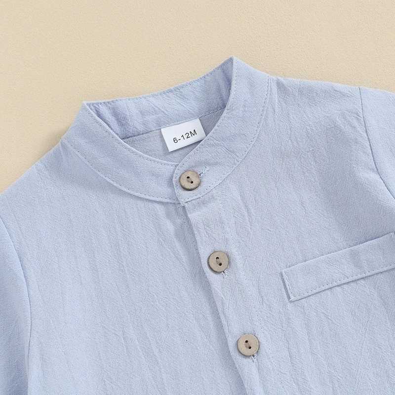 Clothing Sets 1-4years Baby Boy 2pcs Summer Outfit Short Sleeve Solid Color Button Up Shirt + Shorts Set Toddler Boys Clothes Set