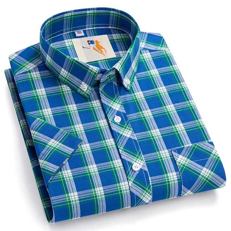 Men's Dress Shirts Short Slve Shirts For Men New Summer Cotton Plaid Multi Model Plus Size M-8XL Top Dress Shirts Casual Clothing Preppy Daily Y2