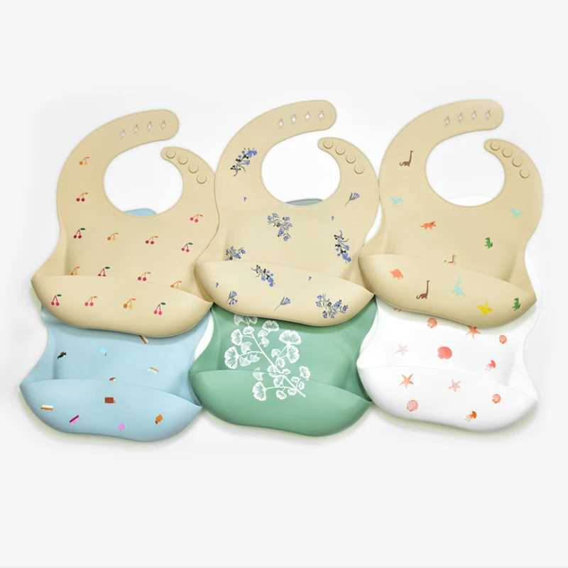 Bibs Burp Cloths 1Pcs Silicone Bibs For Kids Baby Waterproof Feeding Tableware Waterproff Baby Adjustable Bibs For Toddler Breakfast FeedingsL4812
