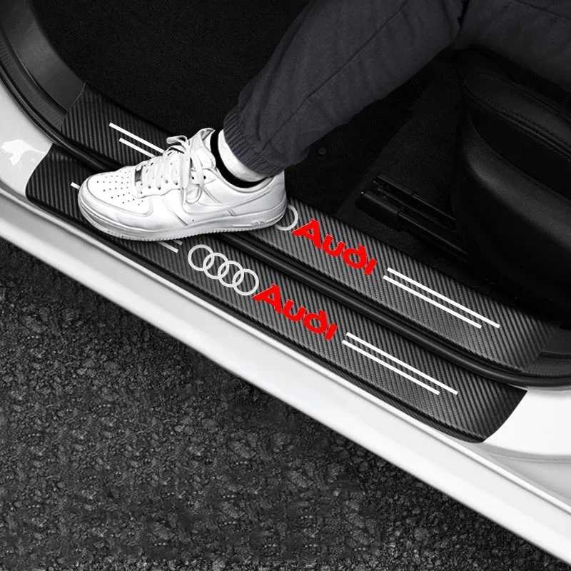 Car Stickers Car Styling Threshold Strip Carbon Fiber Sticker Door Sill Protector Accessories For Audi A3 A4 B8 8P A6 C7 A5 Q5 B7 B6 A7 Q3 T240513