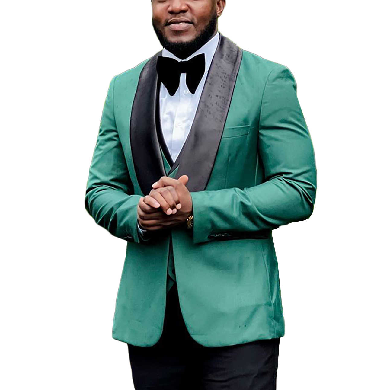 Fashion Mens Wedding Tuxedos Shawl Lapel Ceremony Groom Wear Party Birthday Black Pants Suits 2 Pieces