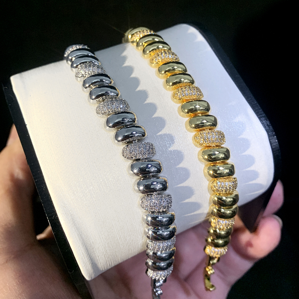 2024 Snake Chain Choker Necklace, Gold Herringbone Beaded k Chain, Cubic Zirconia Pave CZ Necklace for Women