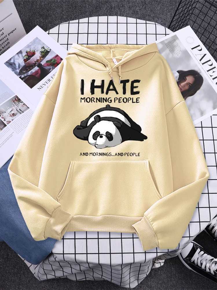 Men's Hoodies Sweatshirts Lazy Panda I Hate Morning People Prints Hoody Woman Casual Hoodies Plus Size Sweatshirt Harajuku Girl Autumn Warm Sudad