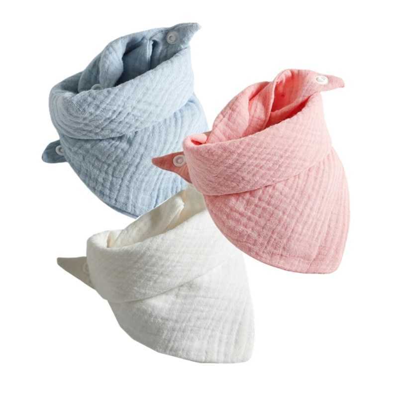 Bibs Burp Cloths 3Pcs/lot Baby Muslin Bibs Soft Cotton Solid Color Bibs Saliva Towel Boys Girls Feeding Apron Bandana Drool Stuff BibsL4812