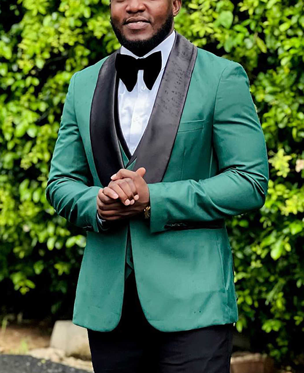 Fashion Mens Wedding Tuxedos Shawl Lapel Ceremony Groom Wear Party Birthday Black Pants Suits 2 Pieces