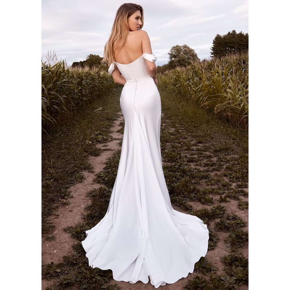 Off The Shoulder Prom Dresses Cowl Neck Satin Formal Dress for Women Mermaid Evening Gowns with Split prom AMZ