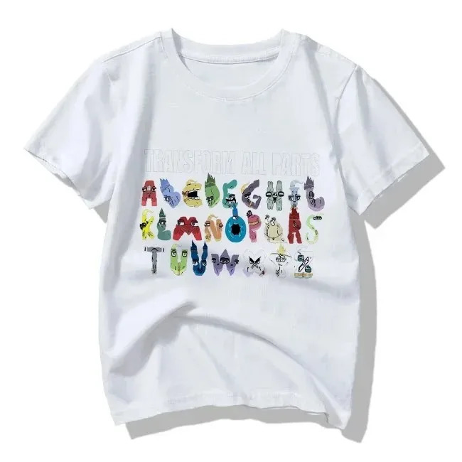 2024 Summer Fashion Childrens Alphabet Lore Harajuku Tshirt Boys T Shirt Girls Clothes Print Cartoon T Shirts Kids Clothes y240514
