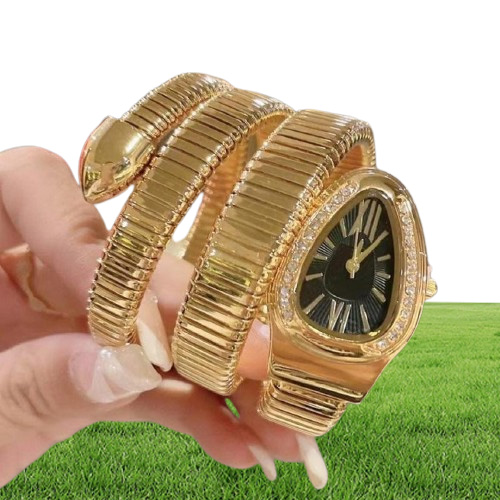 Brand Wrist Watches Women Ladies Snake Shape Diamond Style Luxury Steel Metal Band Quartz Clock fashion designer suitable durable 9255656