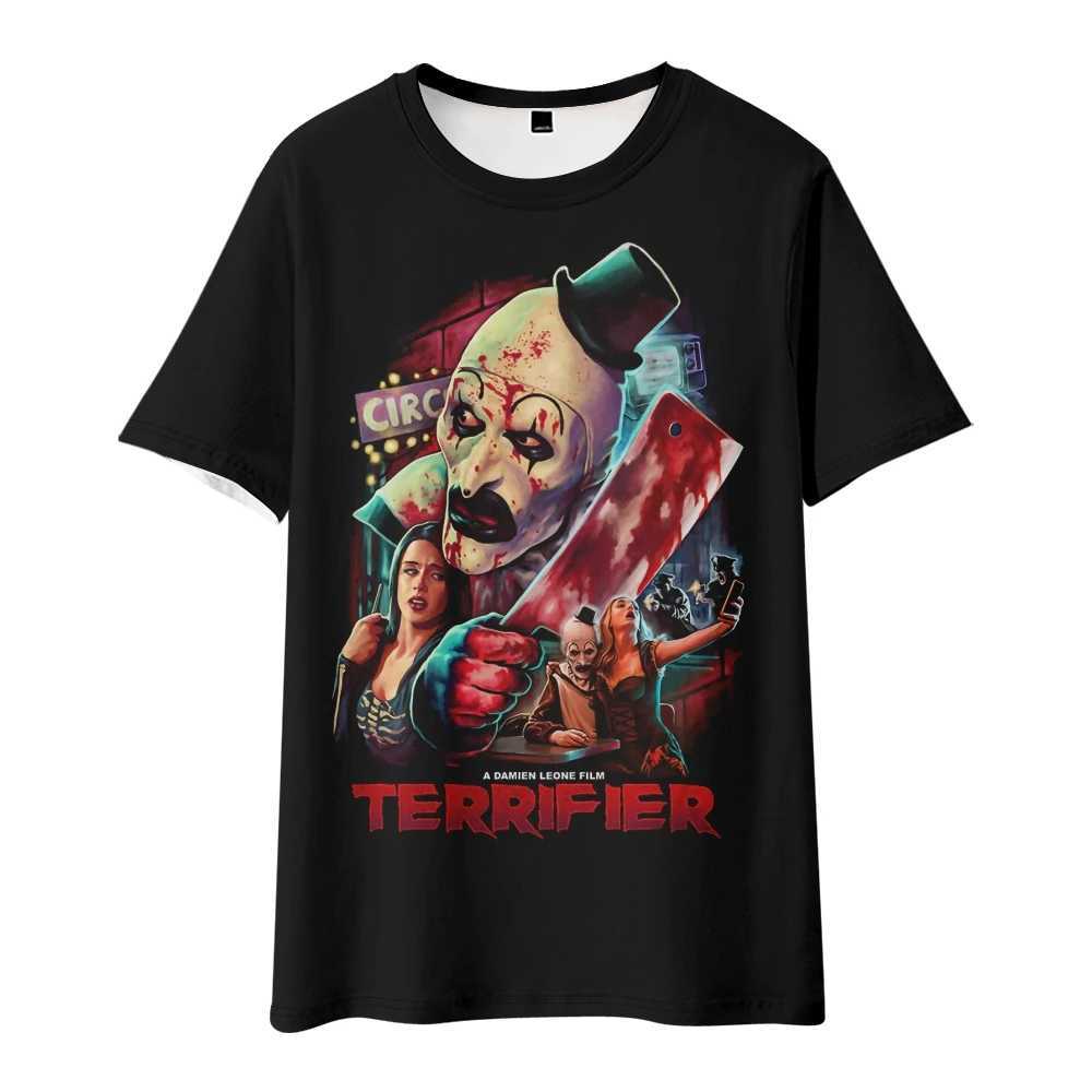 Men's T-Shirts Terrifier T-shirt Horror Movie Hallown Merch Black T Women Men Crewneck Short Slve Strtwear 3D Clothes T240515