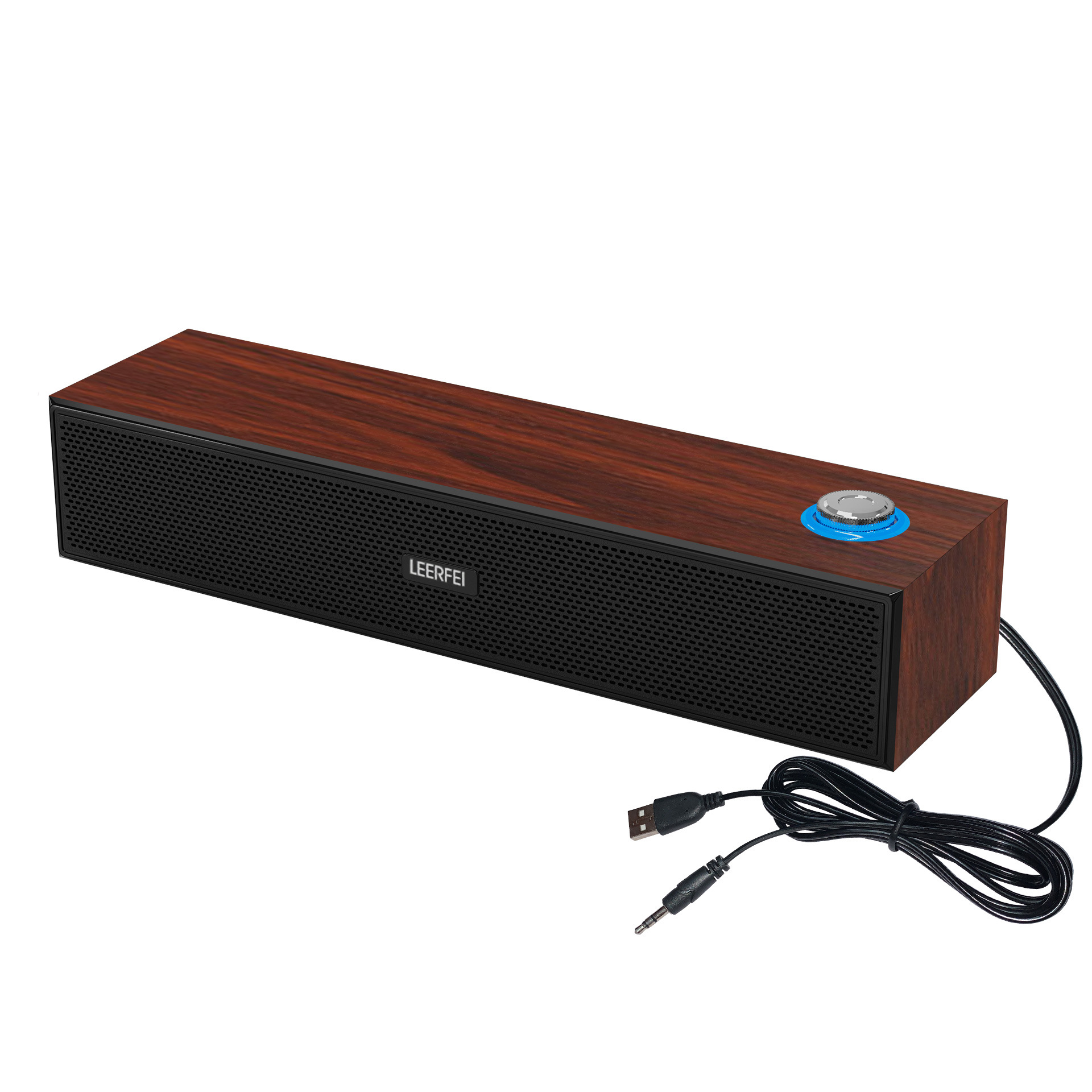 Vintage wooden Bluetooth speaker, dual speaker speaker, subwoofer, mobile phone card, computer wired long bar small sound factory