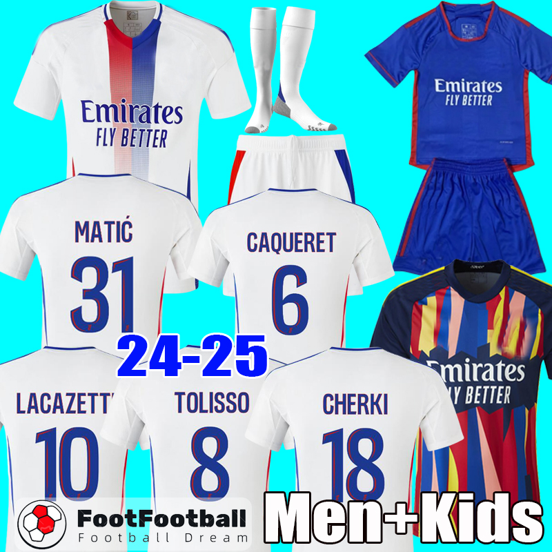 24 25 TOLISSO PERRI DEMBELE Soccer JerseyS Lyonnais FOFANA TAGLIAFICO CAQUERET CHERKI MATIC KUMBEDI Fans Player 2024 2025 football shirts man lyon kids kits