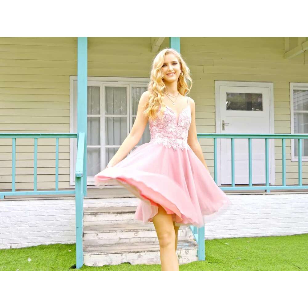 Sparkly Tulle Homecoming Short Lace Prom Dresses for Teens Mini tail Dress prom AMZ