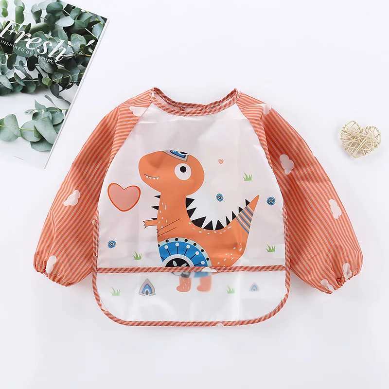 Bibs Burp Cloths Baby Bibs Cute Colorful Cartoon Waterproof Bib Infant Eating Children Drawing Long Sleeve Pocket Apron Self Feeding Baby 0-3YL4812