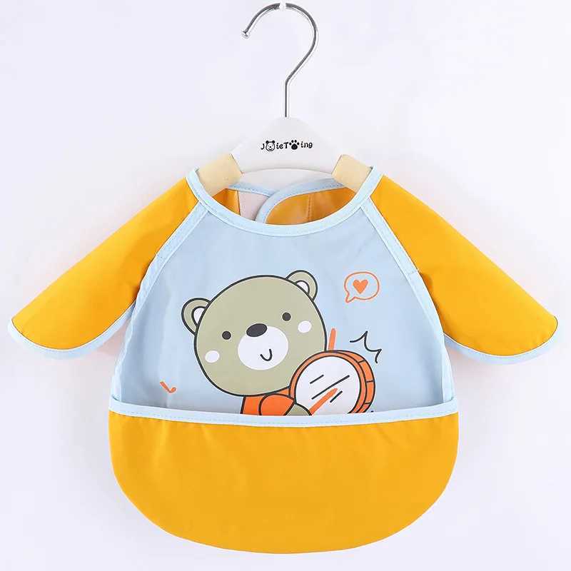 Bibs Burp Cloths Cute Cartoon Baby Bib Adjustable Animal Pattern Waterproof Saliva Dripping Bibs Long Sleeve Apron Saliva Towel Drooling ScarfL4812