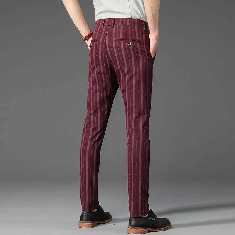 Men's Pants 5 Colors Formal Dress Pants Men Fashion Office Trousers Man Stretch Striped Wedding Business Cotton Black Pant for Male 30-38 Y240514