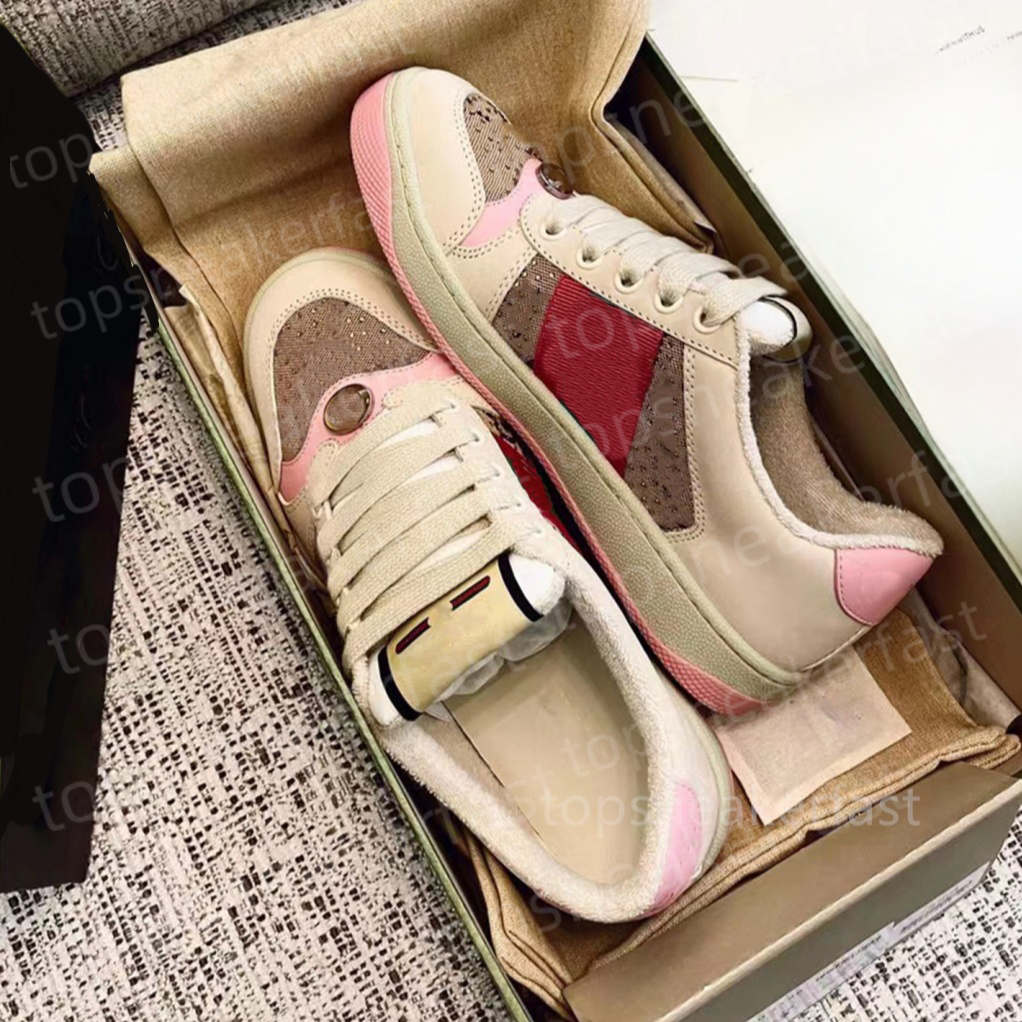 New Couple sneakers Flat Retro Sneakers Women Men Shoes Classic Blue Pink Vintage Embroidery Low Top Leather Tennis shoes Size 34-44