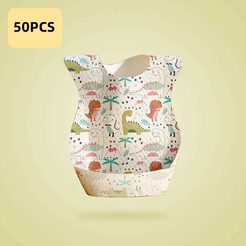 Bibs Burp Cloths 50/Set Animal World Printed Drooling Bibs Disposable Bibs For Baby Boys Girls Non woven Drooling Towel Outdoor Baby Burp ClothsL4812