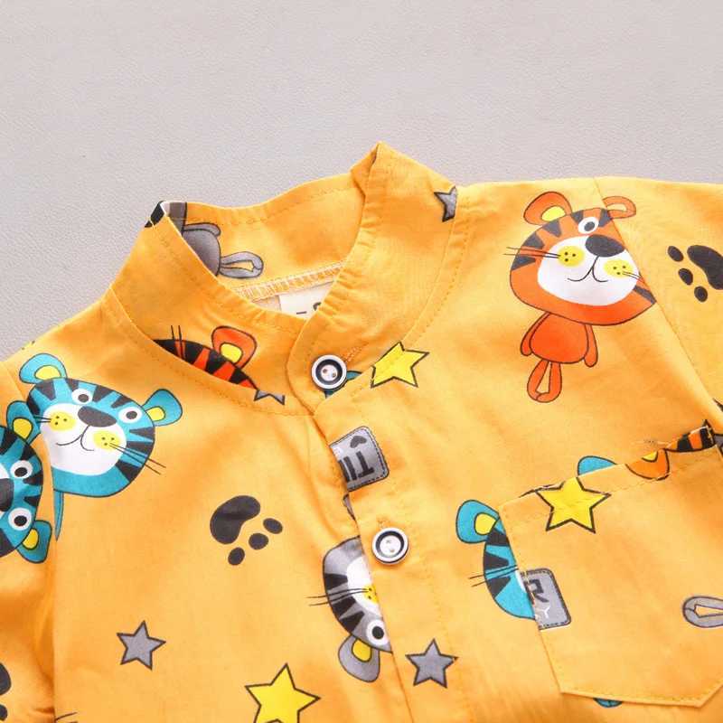 Clothing Sets 2PCS Infant and Toddler Summer Fashion Cartoon Tiger Animal Random Print Shirt Shorts Set