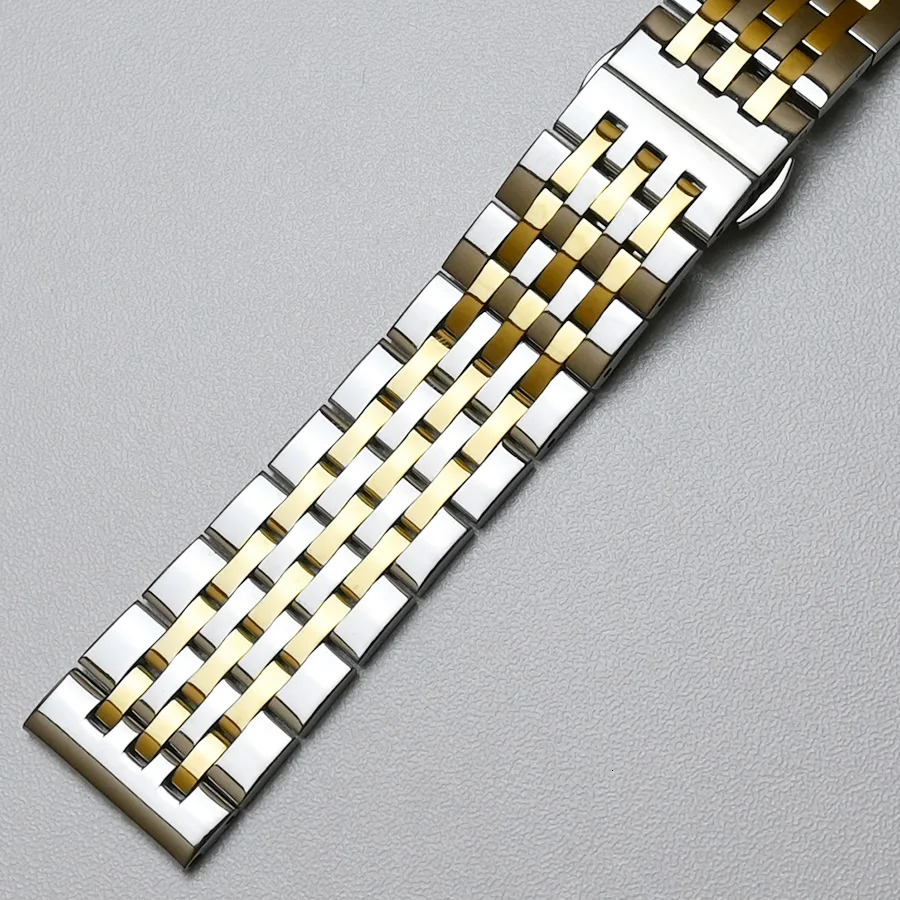 Stainless Steel Watchband 18mm 19mm 20mm 21mm 22mm 23mm 24mm Metal Watch Band Strap Bracelet Polished Silver Gold 240515