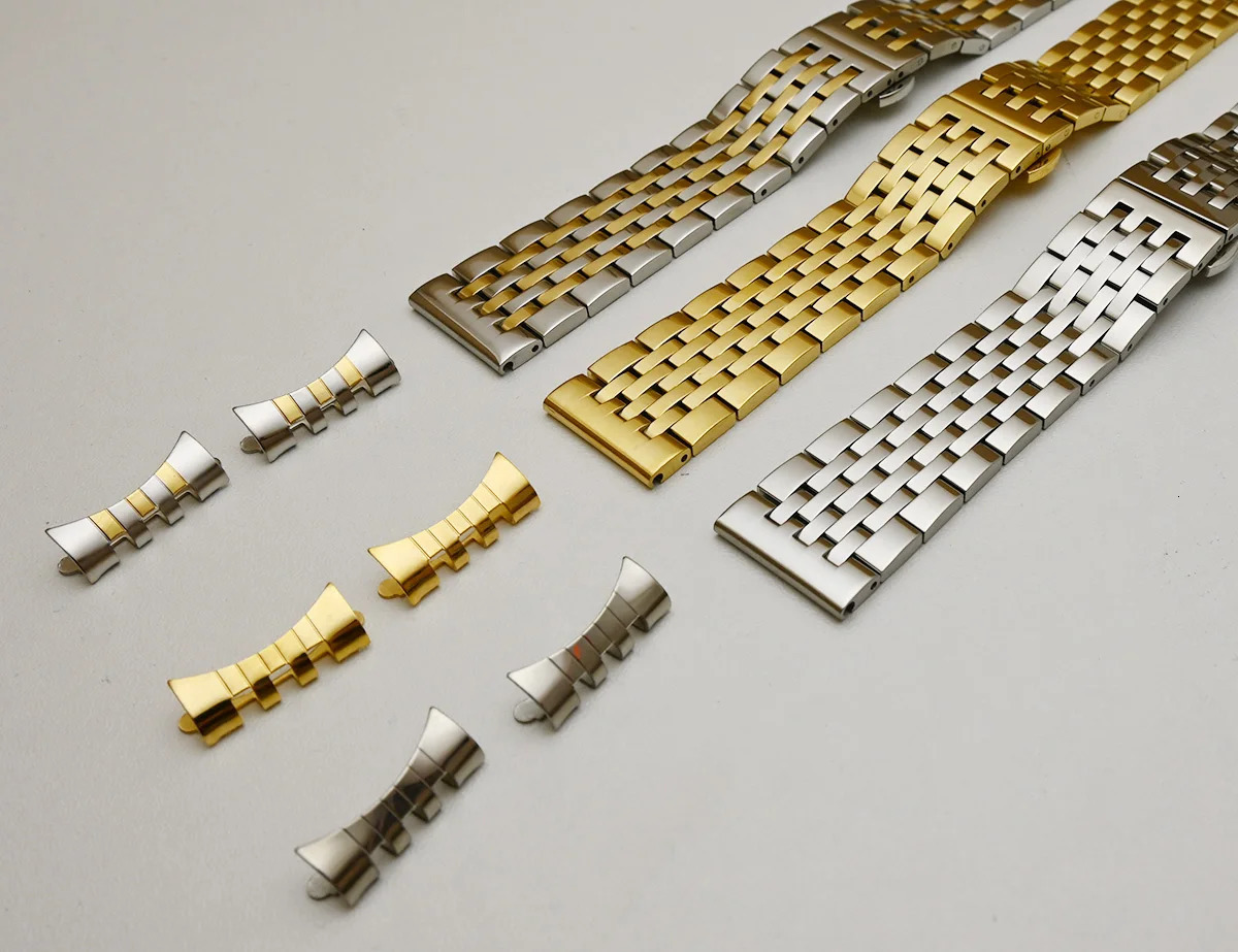 Stainless Steel Watchband 18mm 19mm 20mm 21mm 22mm 23mm 24mm Metal Watch Band Strap Bracelet Polished Silver Gold 240515
