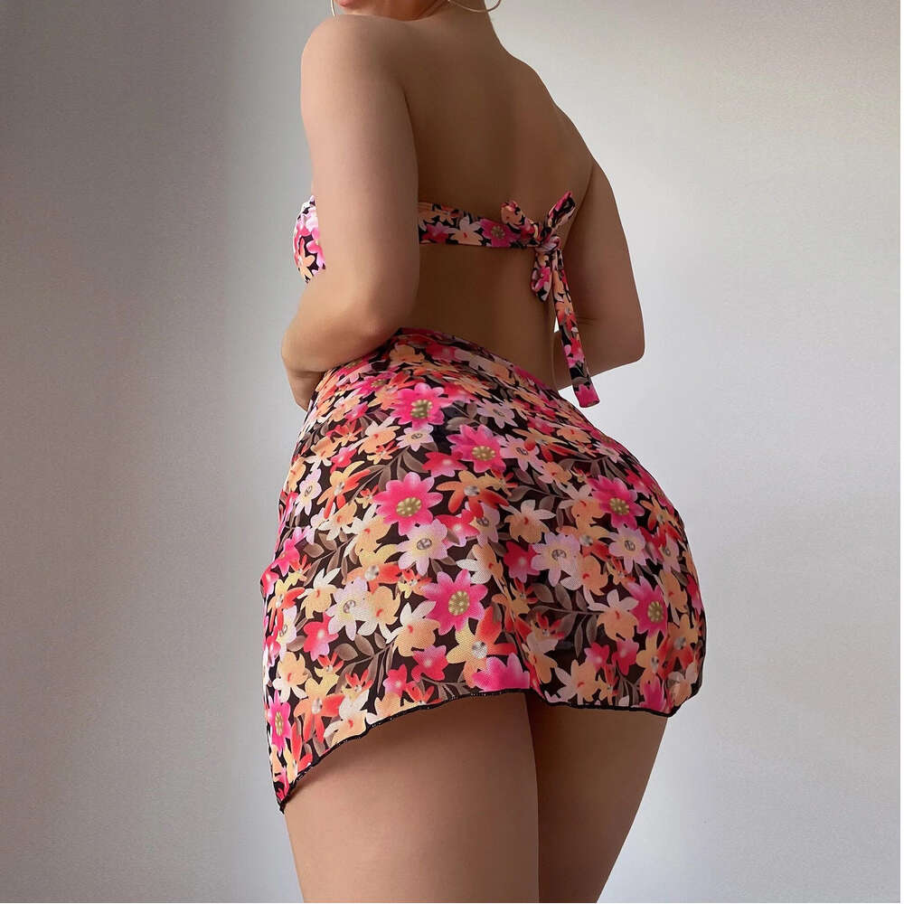 Ddmytiger Women S Split Metal U Shaped Bikini BIKINI Three Piece Printed Swimwear H