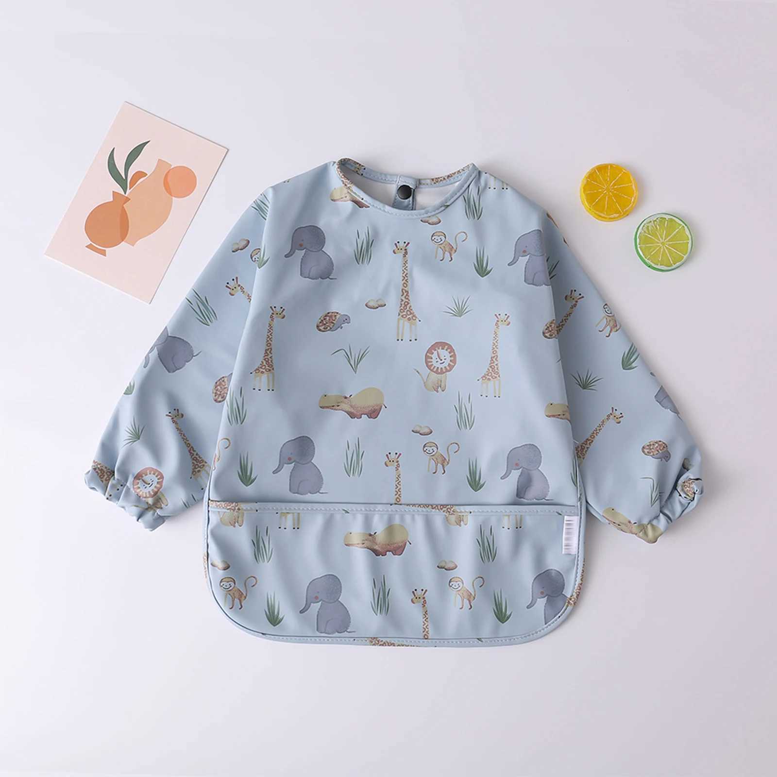 Bibs Burp Cloths Baby Kids Toddler Long Sleeve Scarf Waterproof Art Smock Feeding Bib Apron Pocket Infant Boys Girls Burp Cloth Bandana BibsL4812