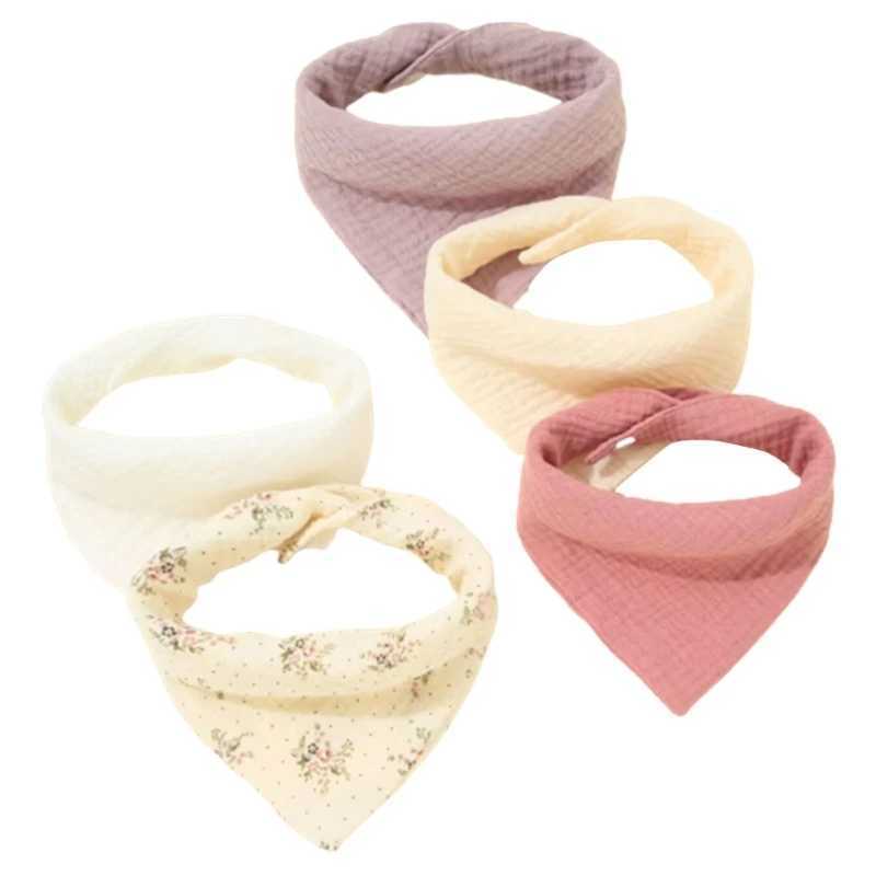 Bibs Burp Cloths Baby Bib Soft Breathable Drool Bib Cotton Burp Cloth Snap Bibs Infant Teething Bib Print Neck Scarf Nursing Supply 5PCSL4812