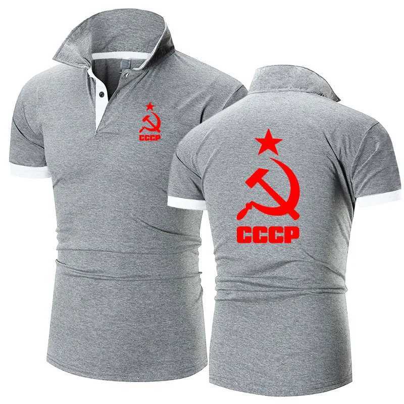 Men's T-Shirts Summer Mens Polo shirt CCCP Russia Soviet Union Moscow Printing Casual High Quty Short Slves Man Harajuku Classic Tops T240515