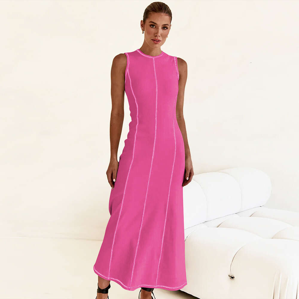Y2K New Design Feel Knitted Long Round Neck Sleeveless Women's A-line Skirt French Dress F51532 ddmySept