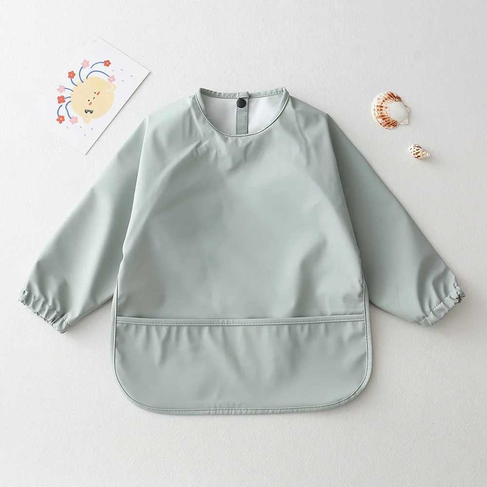 Bibs Burp Cloths Baby Kids Toddler Long Sleeve Scarf Waterproof Art Smock Feeding Bib Apron Pocket Infant Boys Girls Burp Cloth Bandana BibsL4812