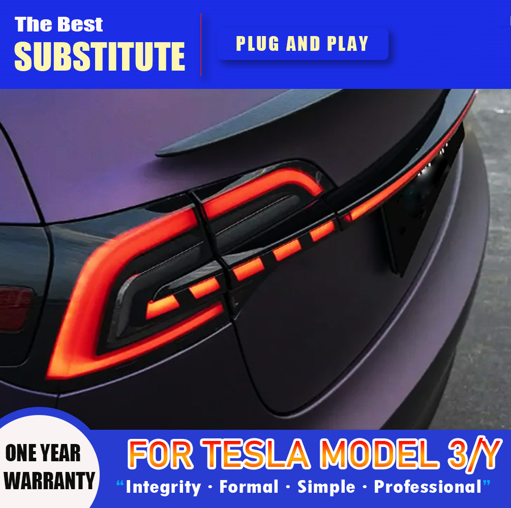 Through Taillight for Tesla Model Y Model3 20 18-20 23 LED Taillamp Rear Brake Lights Starlink Cross Taillight Accembly