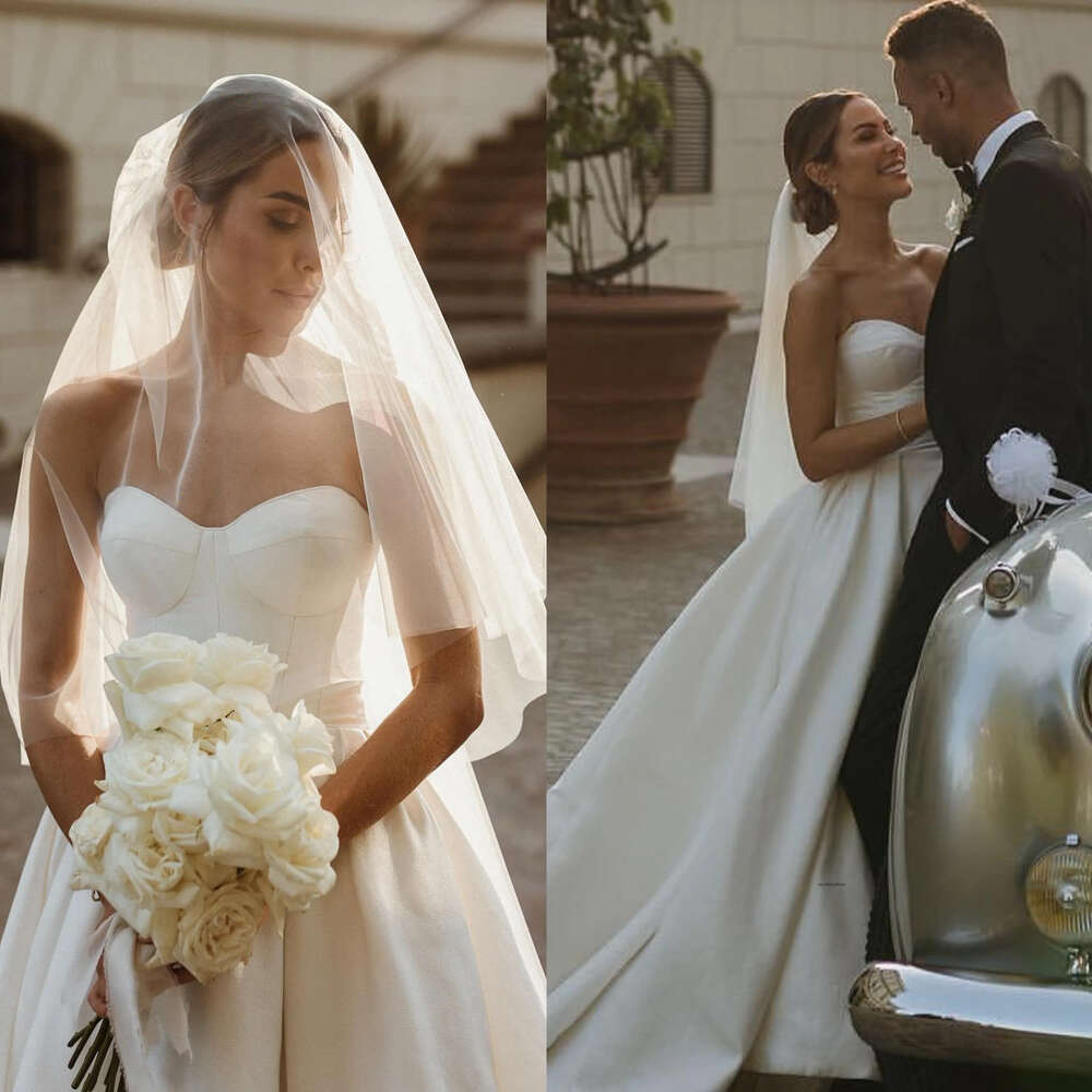 Milla Nova Boho A Line Dress For Bride Sweetheart Satin Country Wedding Dresses Backless Pleats Vestidos De Novia Designer Bridal Gowns 0515