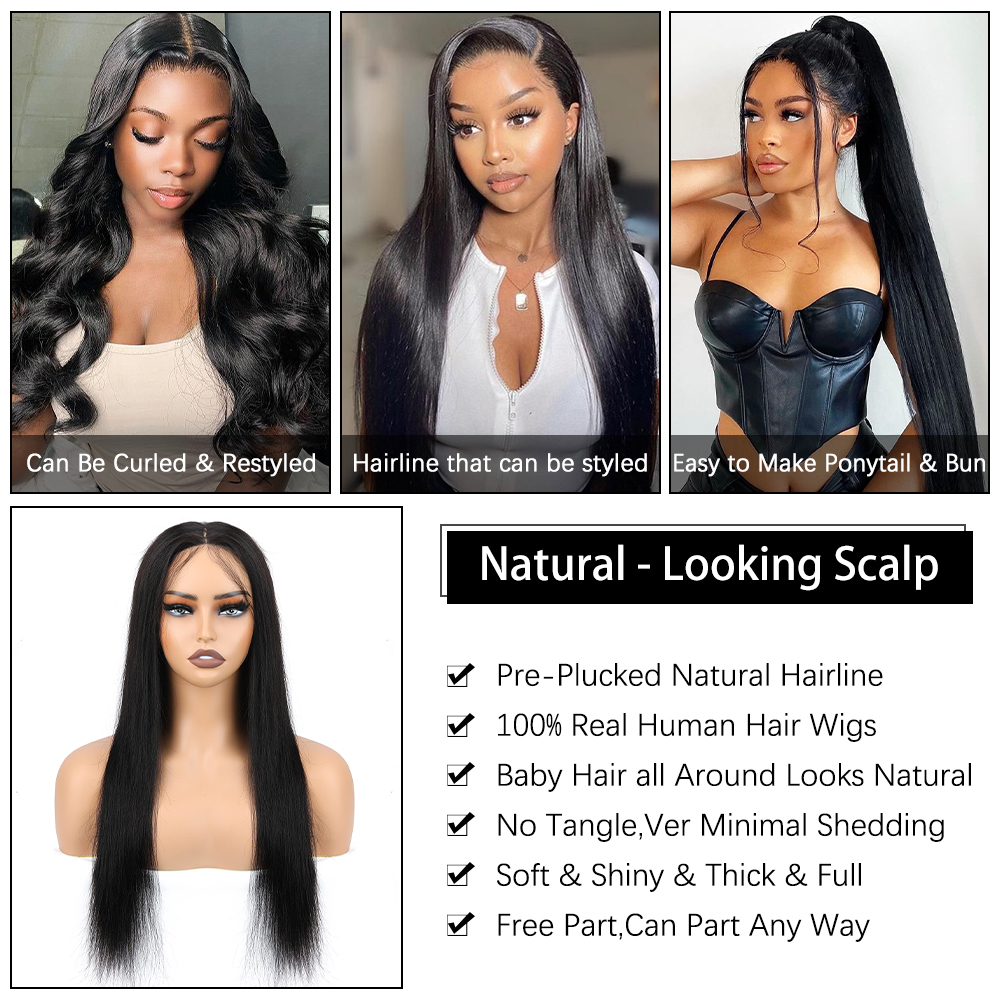 4x4Lace Closure Wigs Pre-Plucked Human Hair Wigs Lace Wig Body Wave Straight Kinky Curly Water Wave Deep Wave Hair Wigs Brazilian Peruvian Hair