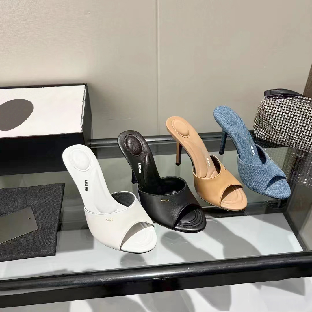 Lady gift High heel sandale femm canvas leather Dress shoe luxury sandal Gladiator Designer slide Womens Summer outdoors slippers walk loafers indoor casual shoes