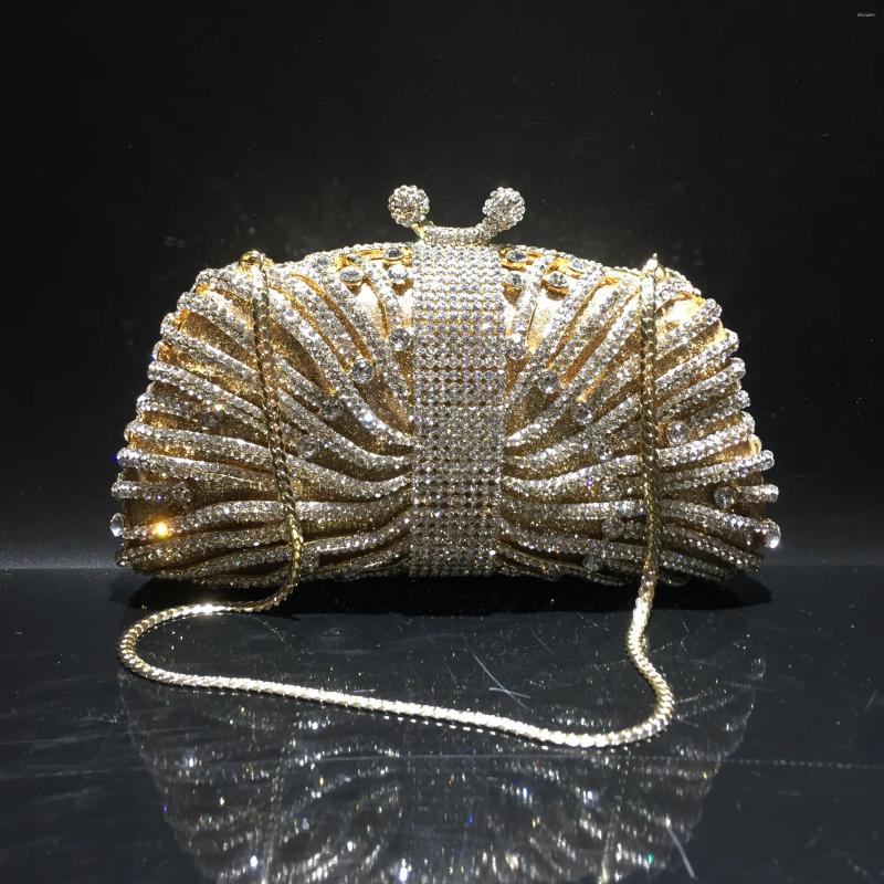 Drawstring XIYUAN Women Golden Crystal Clutch Bag Rhie Evening Bags Party Dinner Shoulder Dia Purses And Handbags zhanyishengli