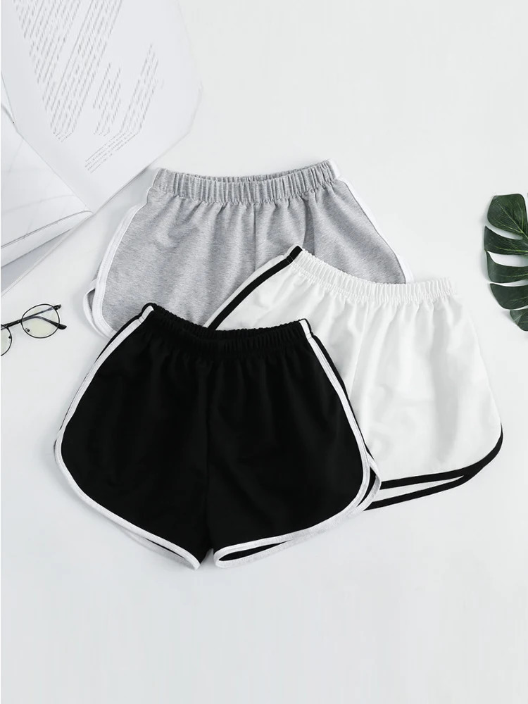 Striped Sports Shorts for Women Simple Loose Casual Slimming Short Ladies High Waisted Monochrome Summer Fashion 240508
