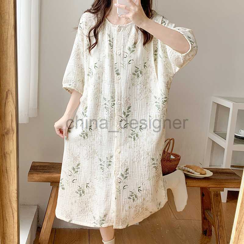 Short sleeved nursing pajamas, summer thin maternity female expectant mothers, pure cotton gauze, postpartum skirts