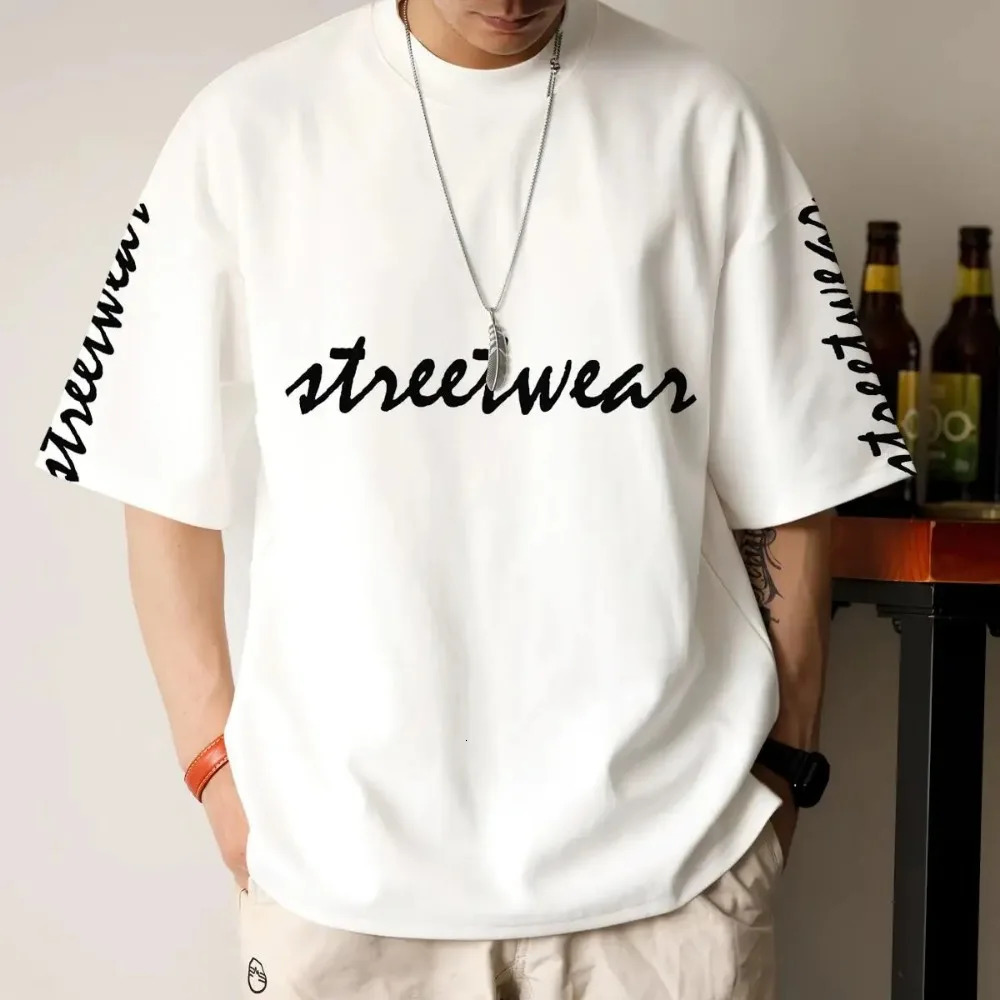 T-Shirts for Mens 3d Letter Print Man Short Sleeve T-Shirt Fashion Street Tops Hip Hop Tee Oversized T Shirt Men Clothes 240513