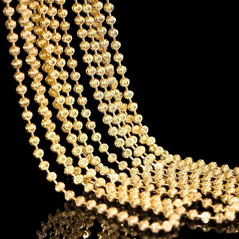 Pure 925 Sterling Silver Starlight Diamond Chain Necklace for Women S925 2mm Scimitar Ball Beads Collar fit Pendant DIY Jewelry 240515