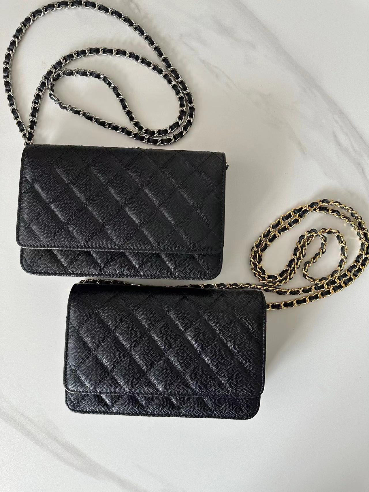 10A Designer Upgrades Magnetic Buckle Handle Chip Certification Mini Caviar Sheepskin Women's Chain Wallet with Box Wallet Shoulder Bag Crossbody Bag 100