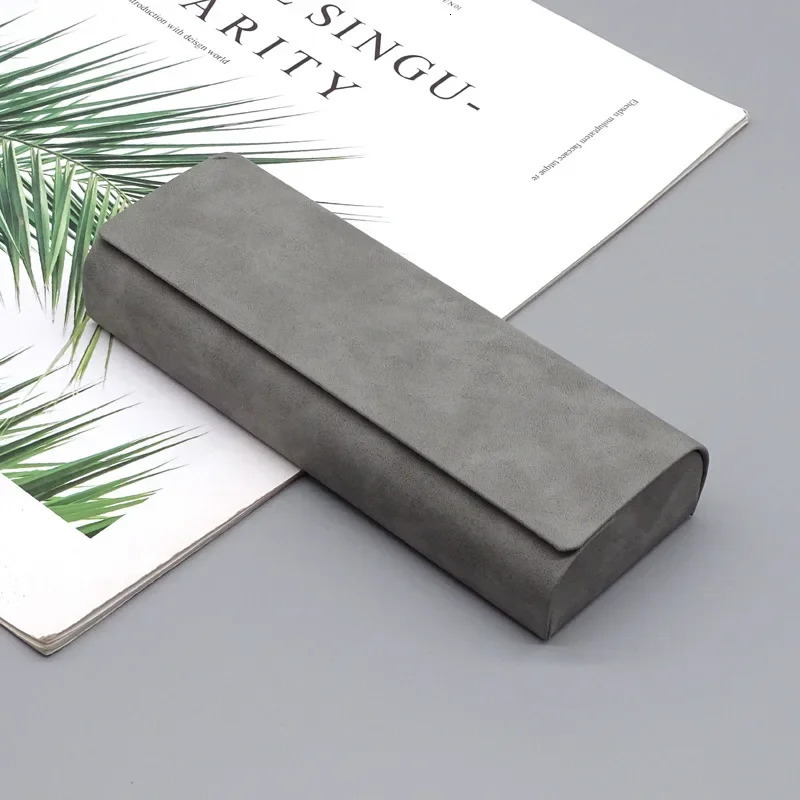 1pc Simple Leather Eyewear Case Optical Retro Myopia Glasses Sunglasses Storage Box Fashion for Men and Women 240514